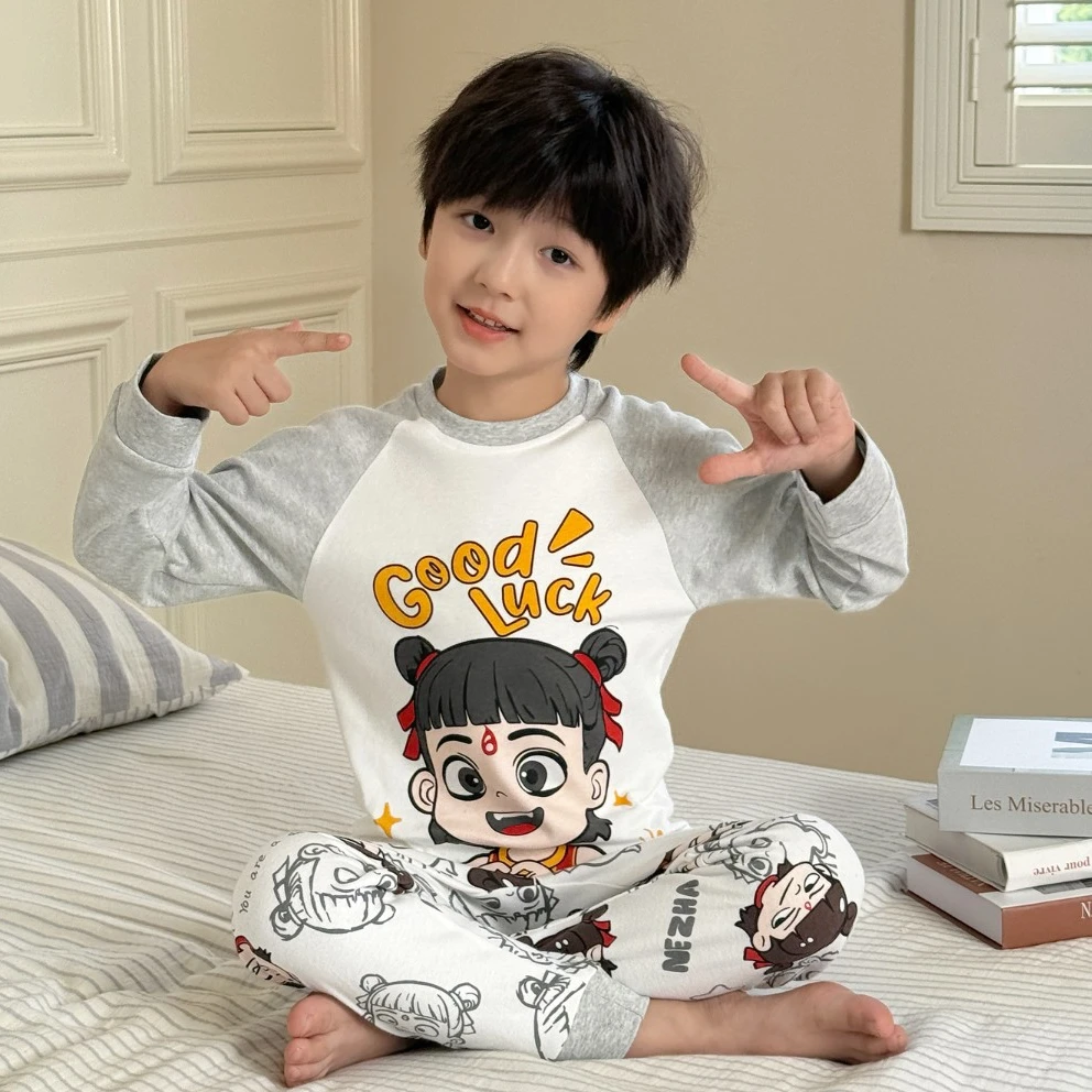 儿童睡衣宝宝秋季秋衣秋裤内衣套装男女童a类纯棉3-6岁男孩家居服