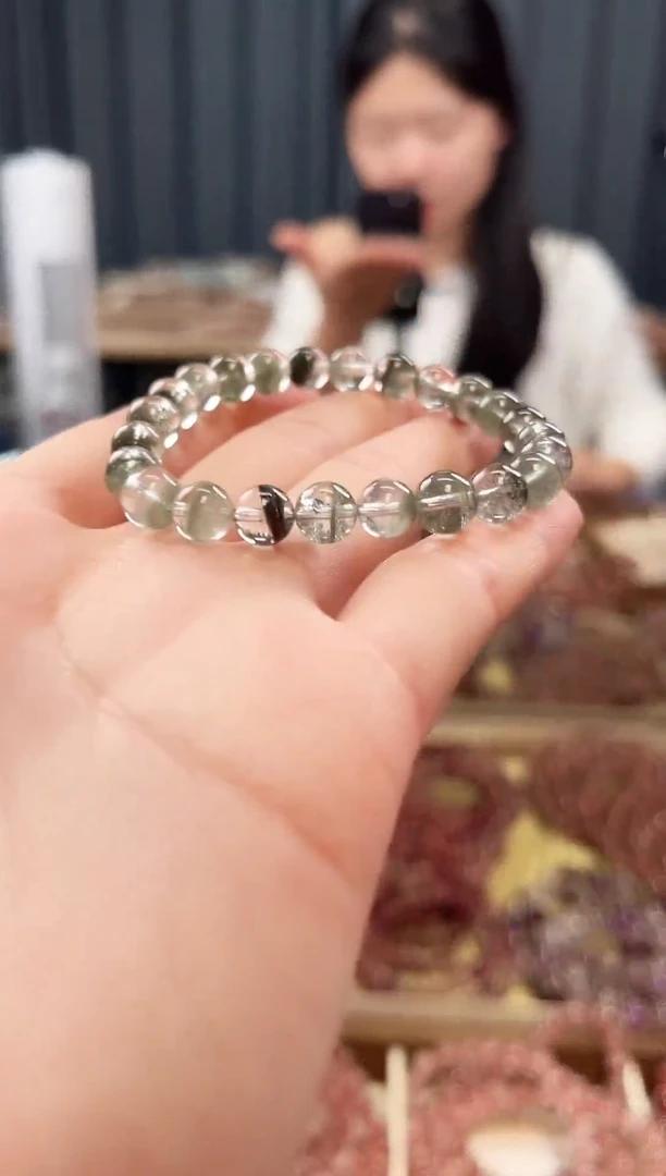 未镶嵌手串水晶绿幽灵单圈手串7mm【多样性发一】