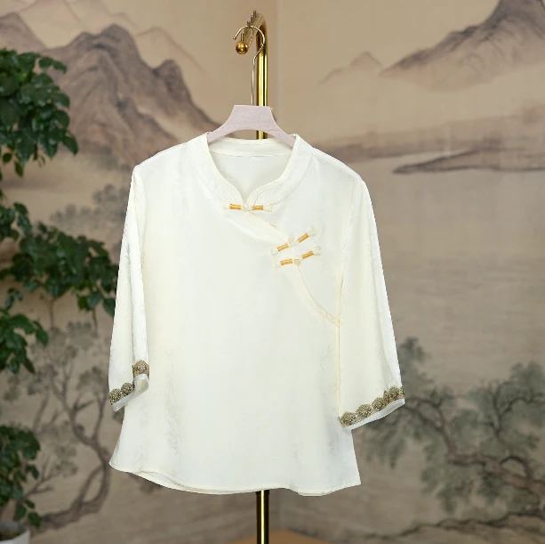 夏季薄款百搭气质新中式时尚休闲女士中国风显瘦上衣