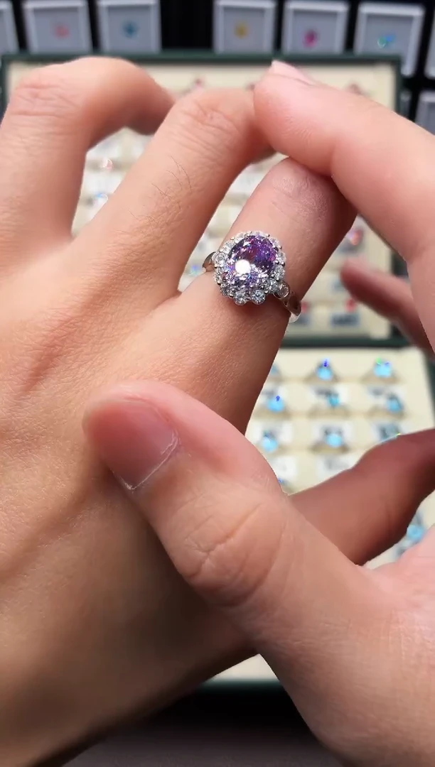 戒指彩色蓝宝石银S925镶嵌1111