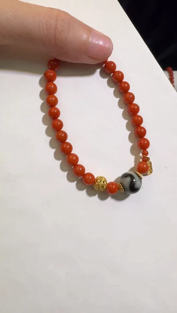 【闪购商品】南红玛瑙手串银S925镶嵌精品保山滴水洞高抛虎牙设计款