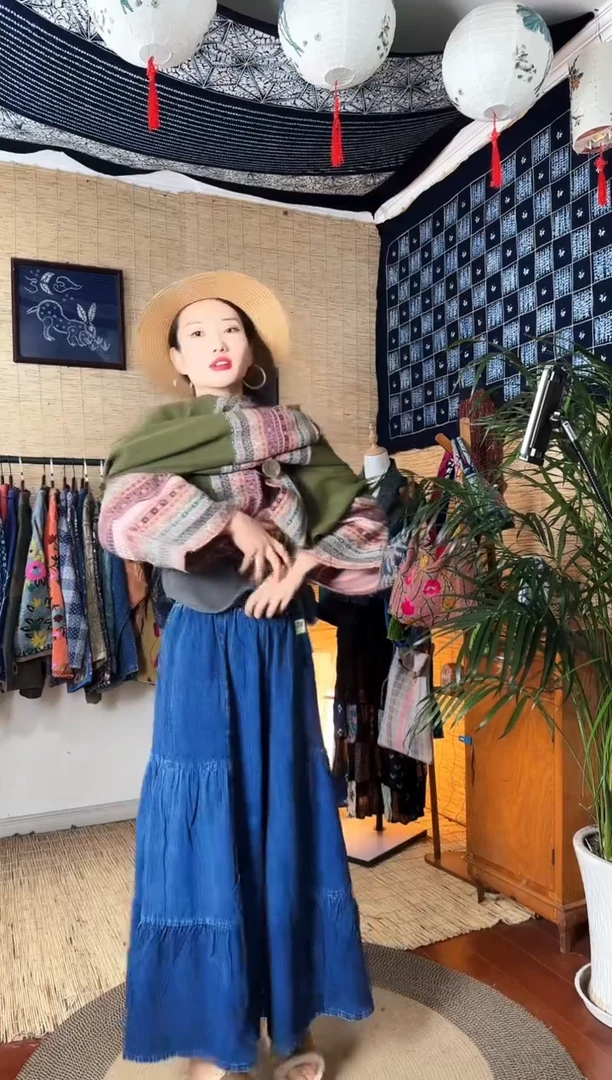 【闪购商品】设计师款深蓝阔腿裤