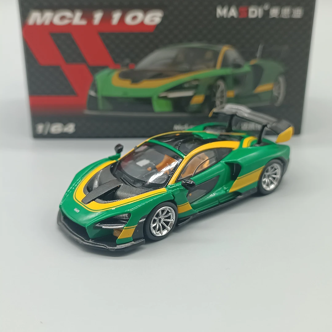 (现货)麦思迪1:64迈凯伦塞纳合金车模铁底胶胎仿真汽车模型收藏