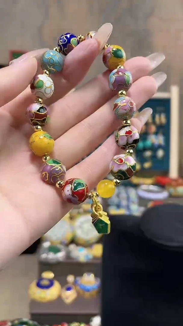 非遗手工景泰蓝手串1.2 多宝色