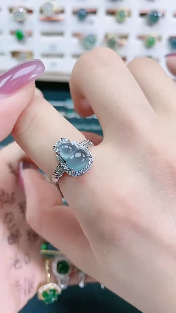 银S925镶嵌戒指翡翠天然翡翠