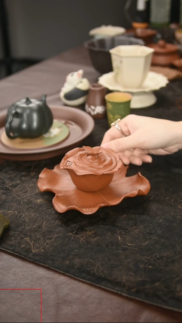 九隐茶器花瓣手抓壶套组