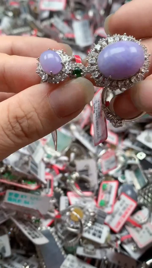 银S925镶嵌戒指翡翠天然A货缅甸翡翠