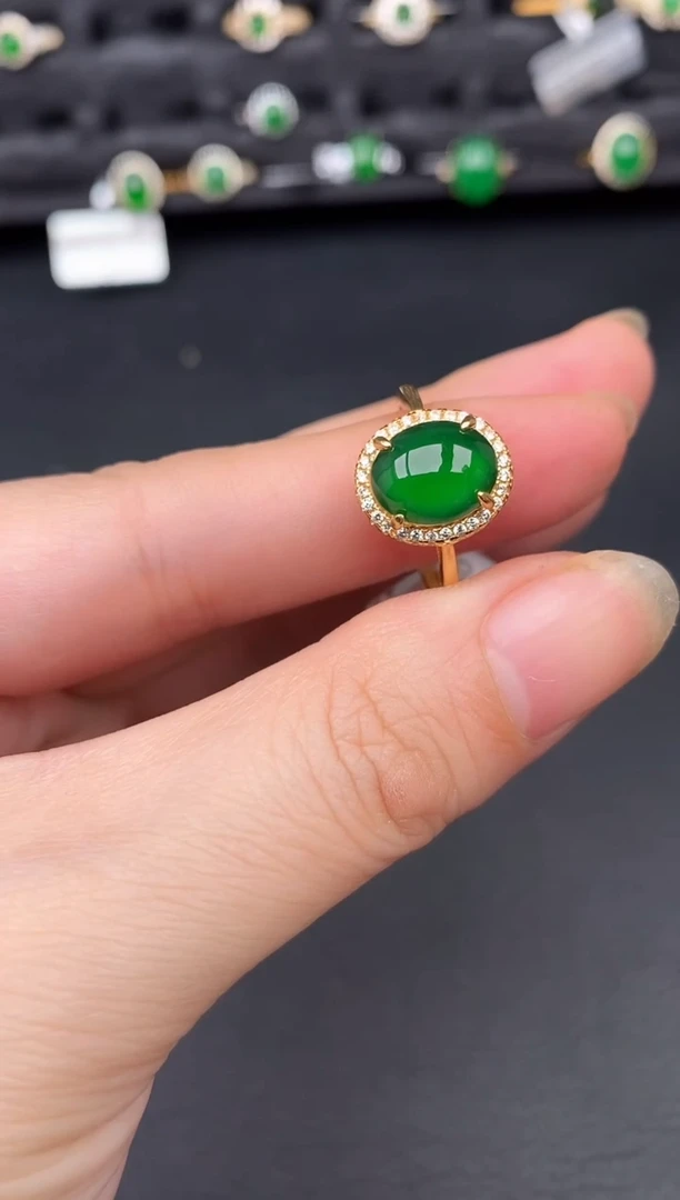 银S925镶嵌戒指翡翠天然a货翡翠47