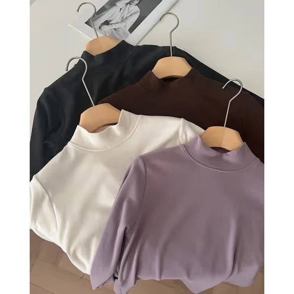 【椰子绒】新面料！穿上就暖立领5公分正肩显瘦保暖打底衫