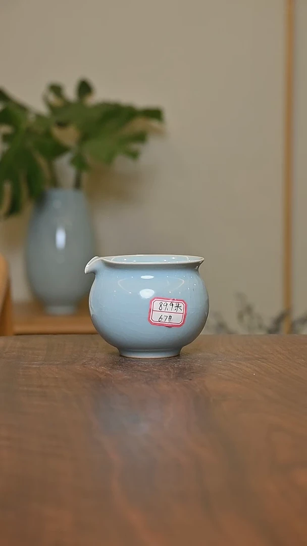 67#公道 天青 微瑕 朱家汝窑款