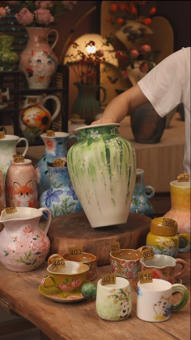 陶瓷景德镇设计师手作花器摆件侘寂风584