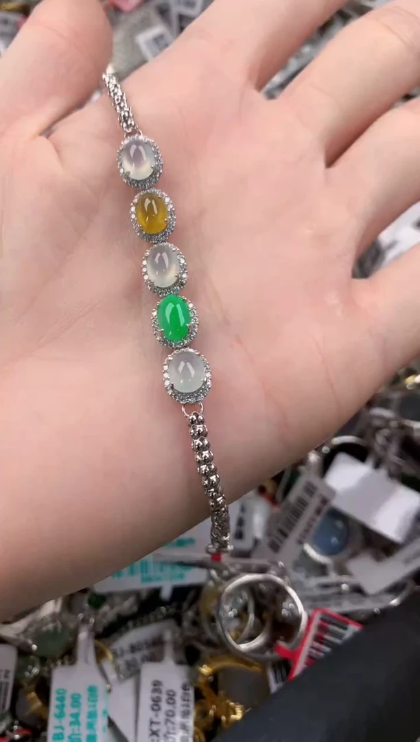 银S925镶嵌戒指翡翠11------2