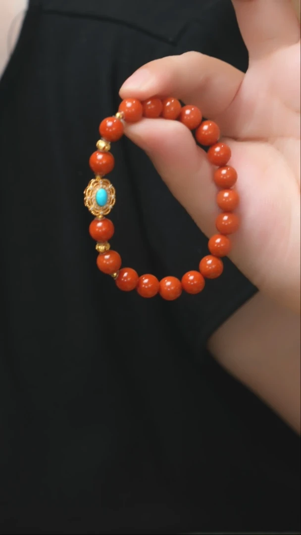 18K金镶嵌南红玛瑙珠宝奇石8+