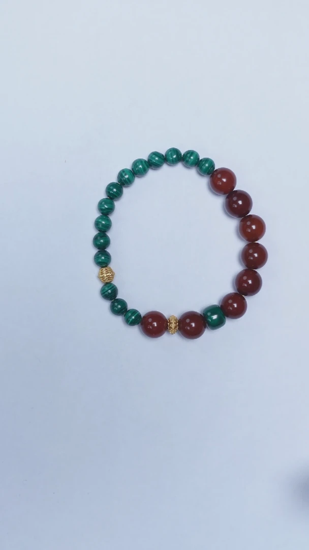 未镶嵌琥珀手链古董蜡孔雀石手串