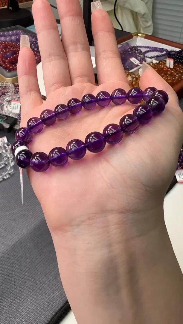 未镶嵌手链紫晶乌拉圭紫水晶9mm+