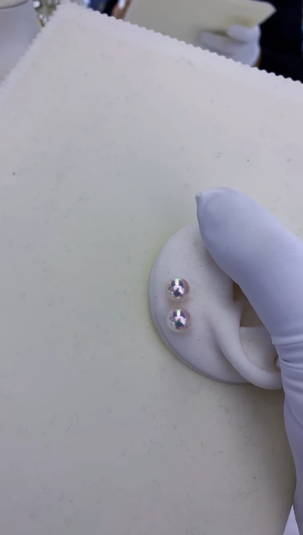 18K金镶嵌饰品海水珍珠7.5-8素钉定制