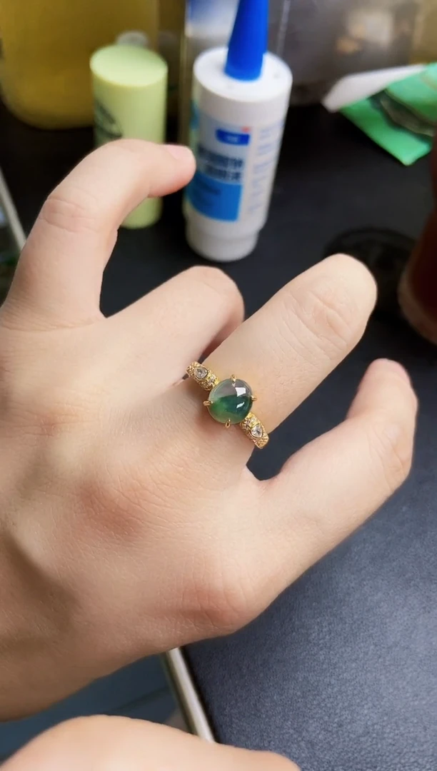 翡翠戒指银S925镶嵌56898