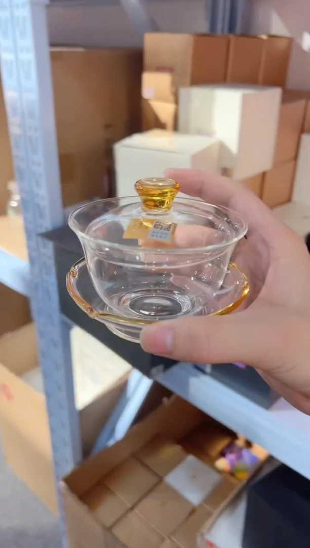 禾器-沁莲盖碗-浅黄色   孤品瑕疵