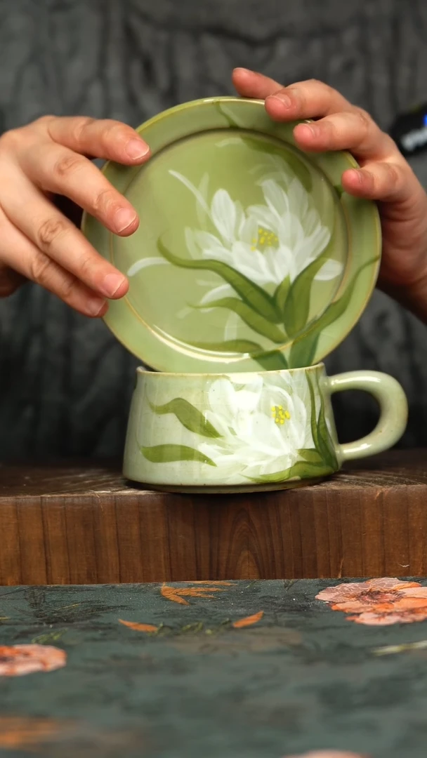 杯釉下彩手工手绘同款陶器