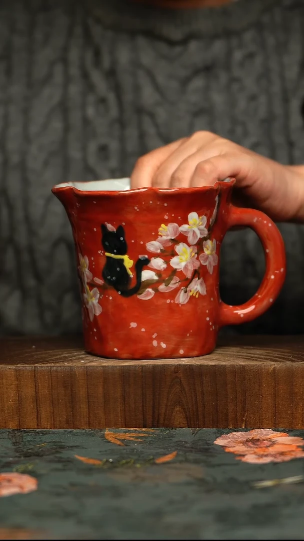 杯釉下彩手工手绘同款陶器