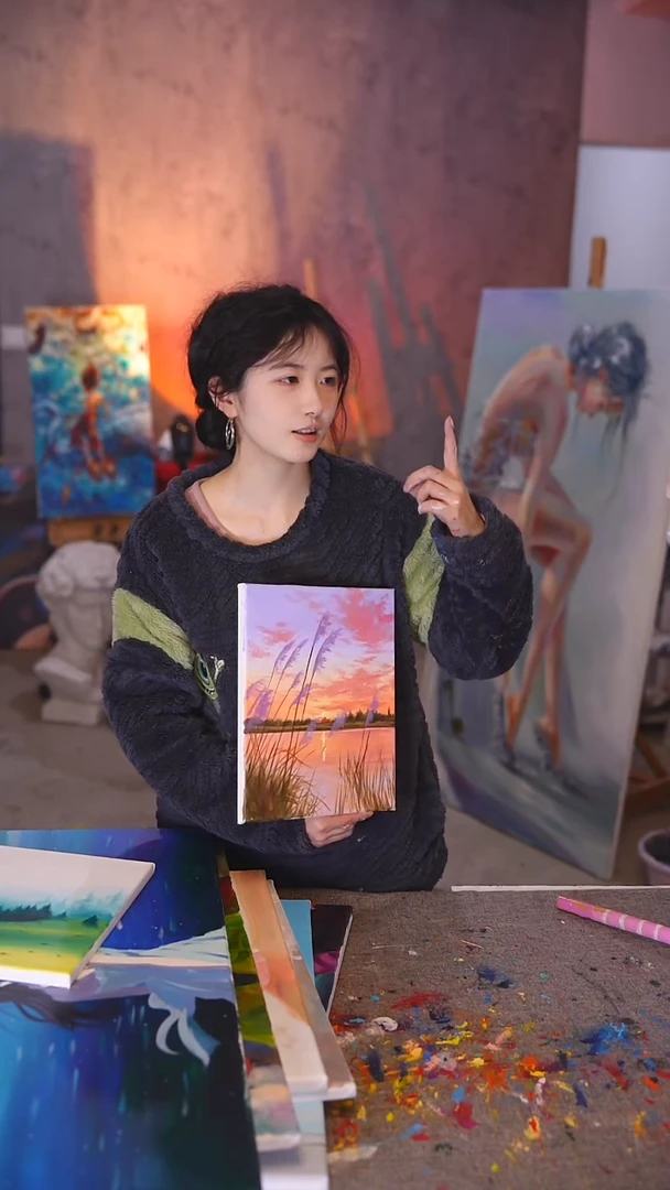 【闪购商品】油画芦苇丙烯画纯手绘
