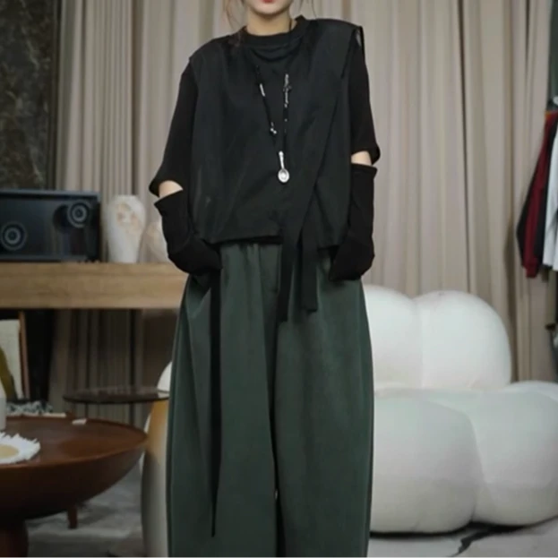 infobyfive2025春季新款二代短款网纱开叉马夹马甲NF0503026