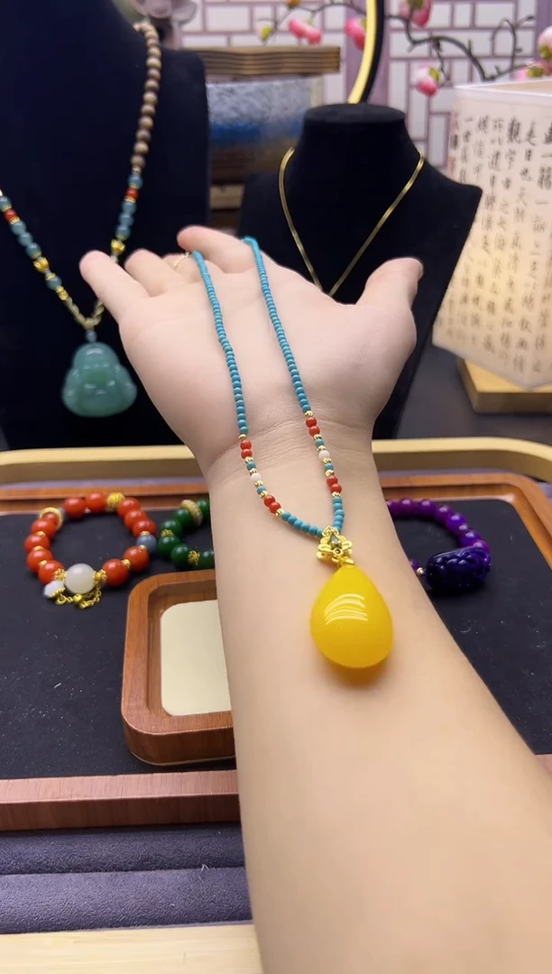 【闪购商品】蜜蜡颈饰14K金镶嵌X300