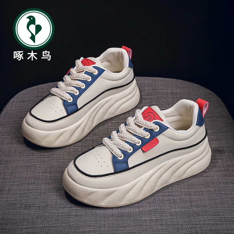 【啄木鸟】春秋季女鞋小白鞋韩版女学生厚底增高运动鞋板鞋休闲鞋