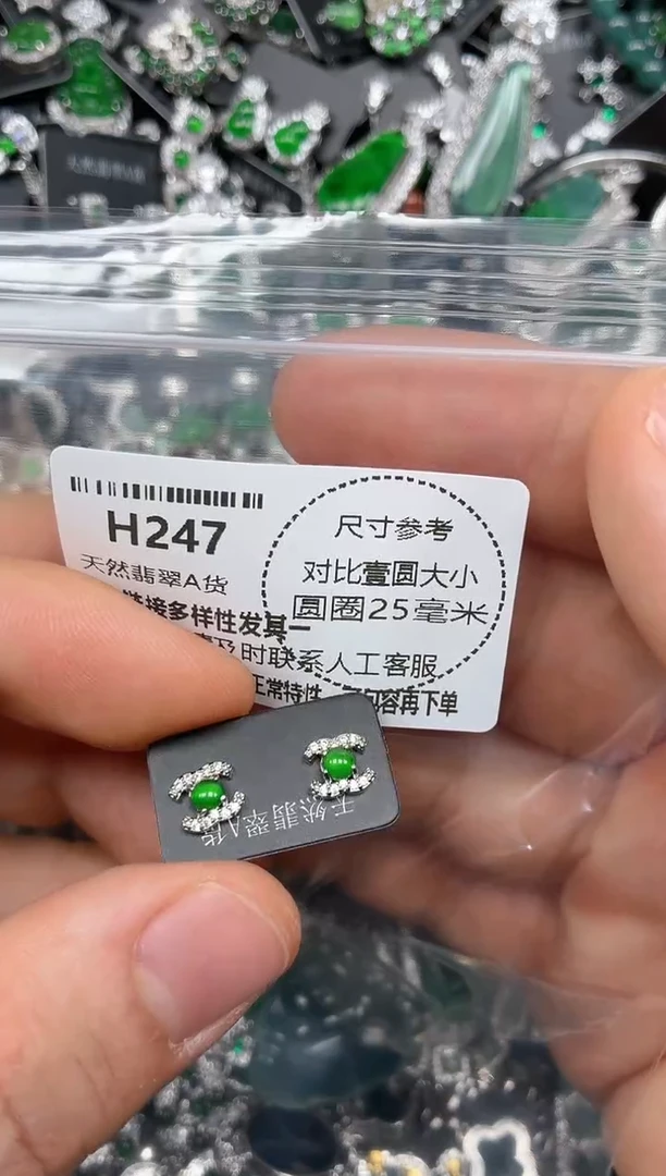 颈饰未镶嵌翡翠H247耳钉