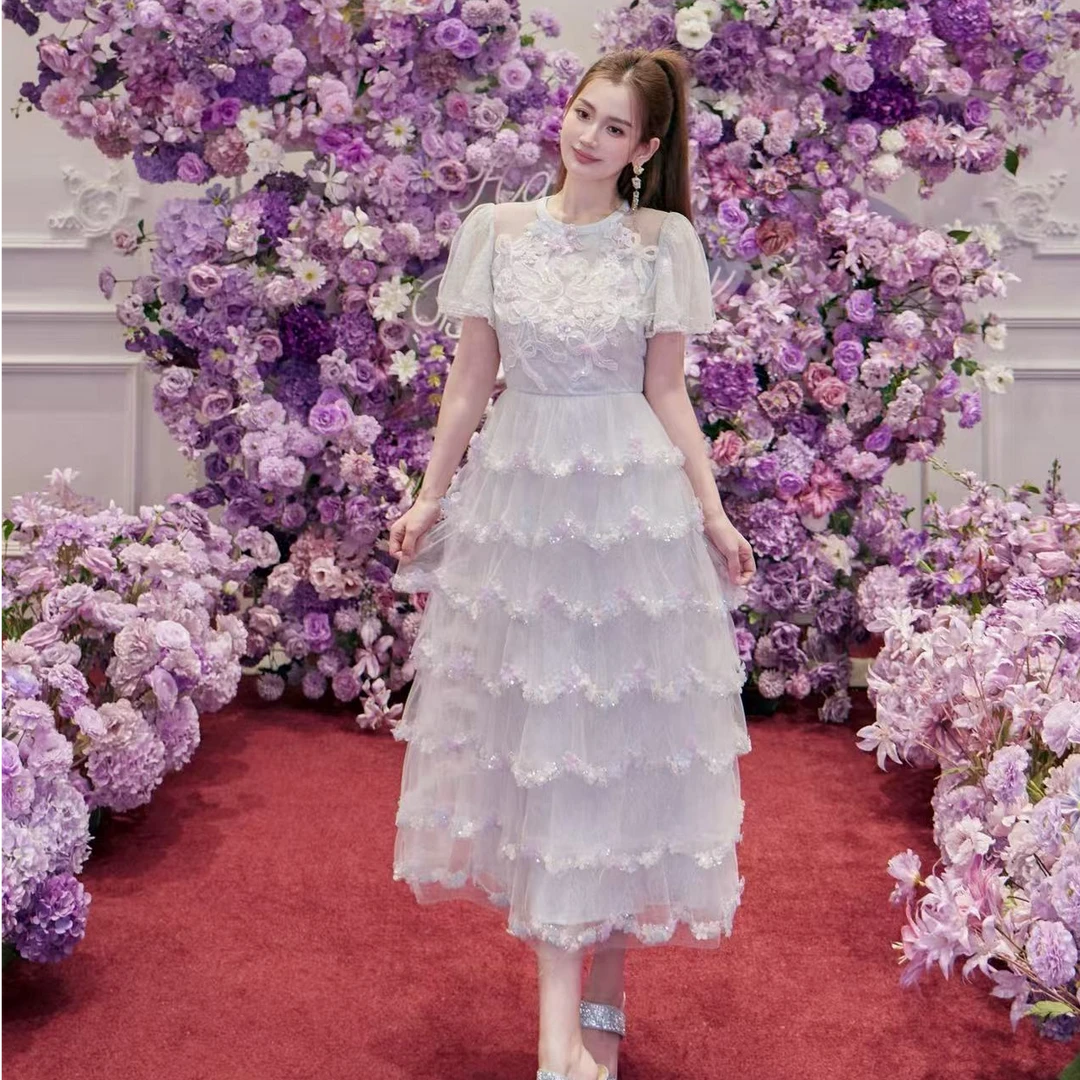 MarieElie【花涧精灵】新款钉珠连衣裙EAF61M04350