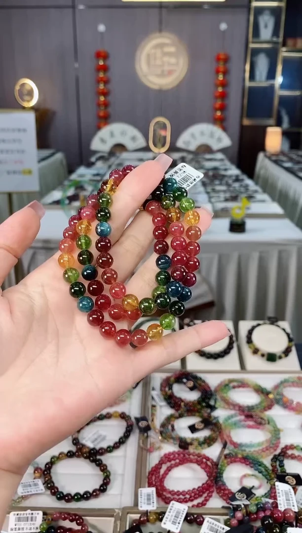 未镶嵌收藏级老矿碧玺三圈手串7mm+碧玺hon多样性发货一条