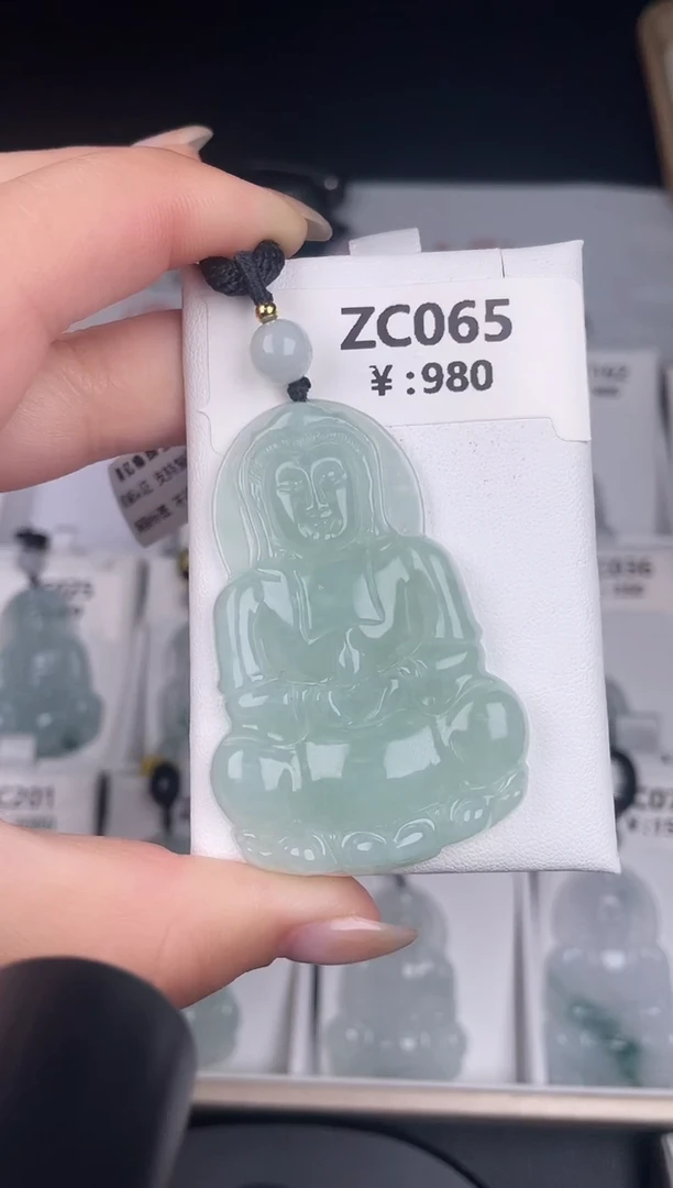 颈饰未镶嵌翡翠ZC065冰绿观音