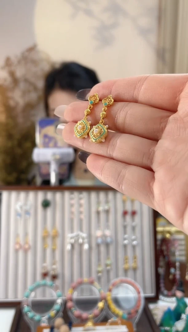 铜合金925银无3-5景泰兰耳钉