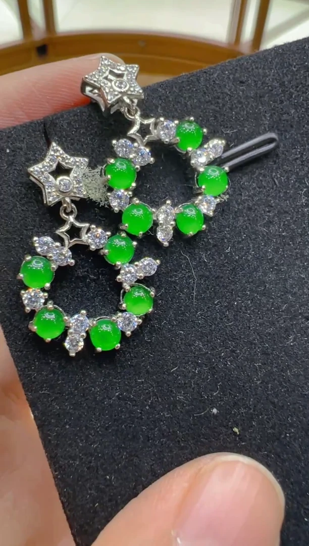 银S925镶嵌翡翠耳饰多样性团购发一件