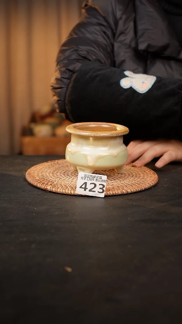 【闪购商品】瓷片423泥泥手工花盆口7-8高7-8