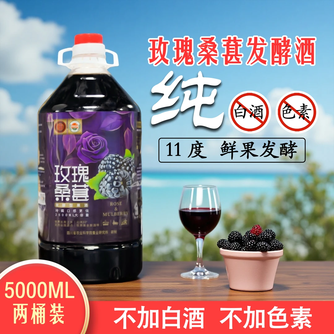【两桶装】正宗玫瑰桑葚酒11度微醺原汁鲜果发酵甜型2.5L果酒大桶装