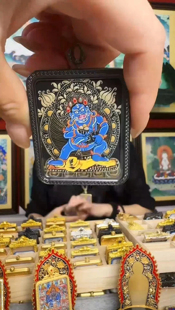 吊坠黑c-热贡纯手绘-卓玛