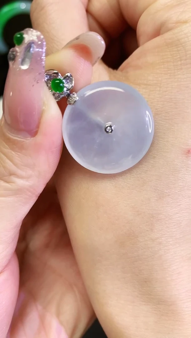 【闪购商品】翡翠吊坠(不含链)18K金镶嵌平安扣吊坠