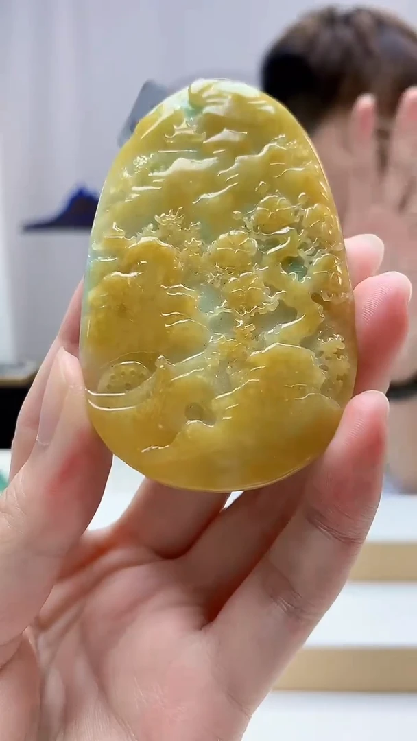未镶嵌定制翡翠4868zm-毛货挂件21山水