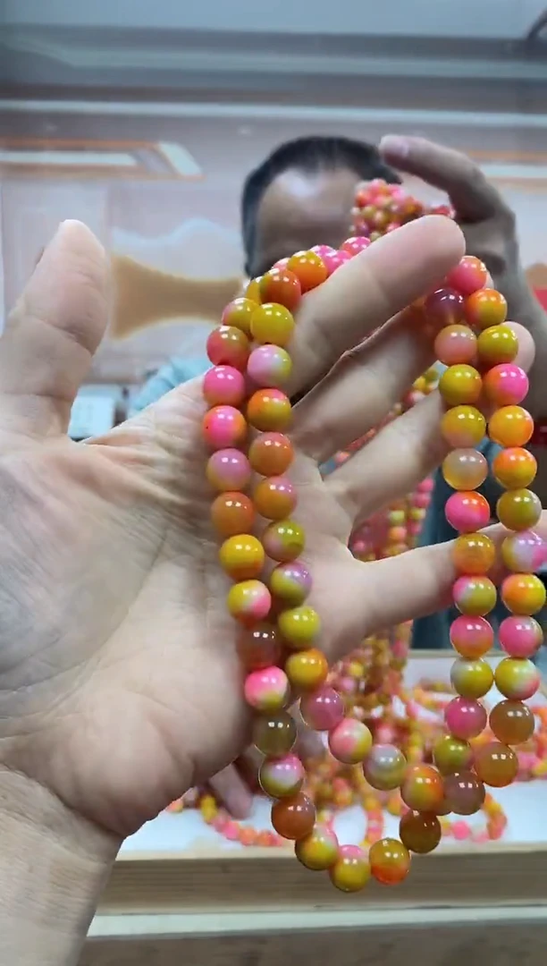 未镶嵌项链玛瑙/玉髓黄玛瑙玉石项链10mm68颗