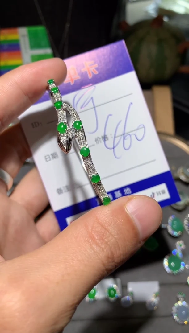 【闪购商品】翡翠手镯银S925镶嵌定向 宁静致远～