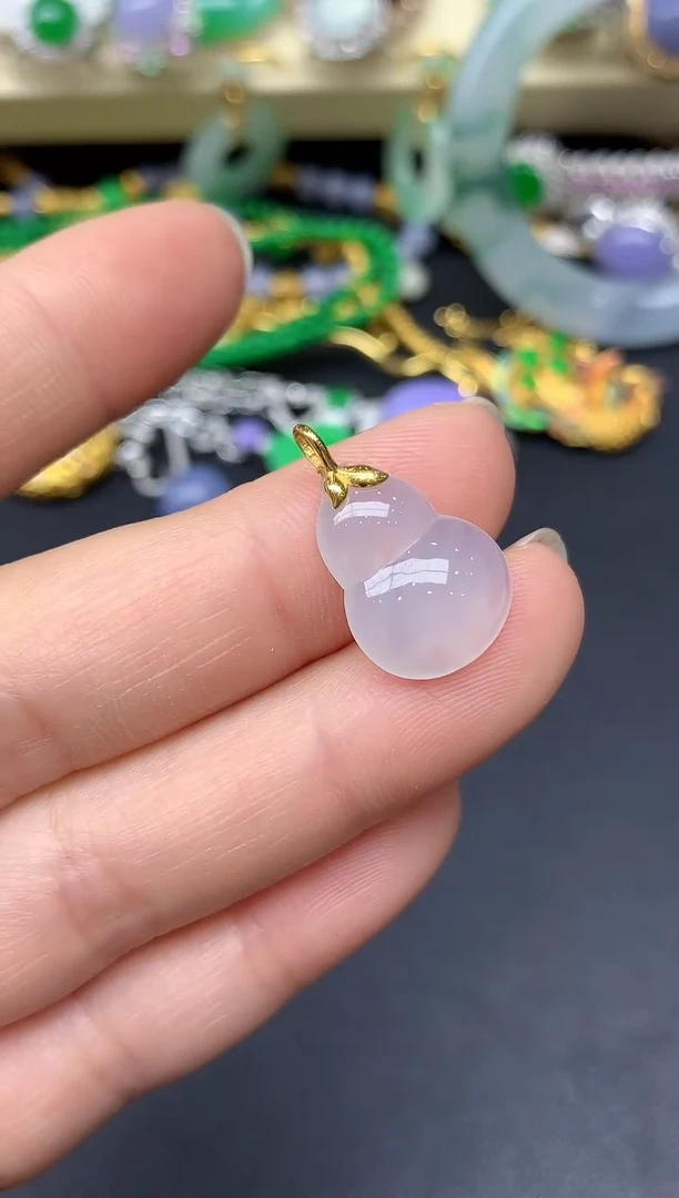 颈饰18K金镶嵌翡翠142-雪姐翡翠天天见