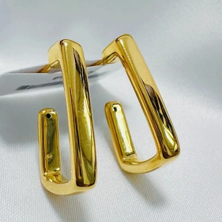 【小鹏黄金】足金999几何气质方形5D工艺耳饰1.12 1.16 1.33