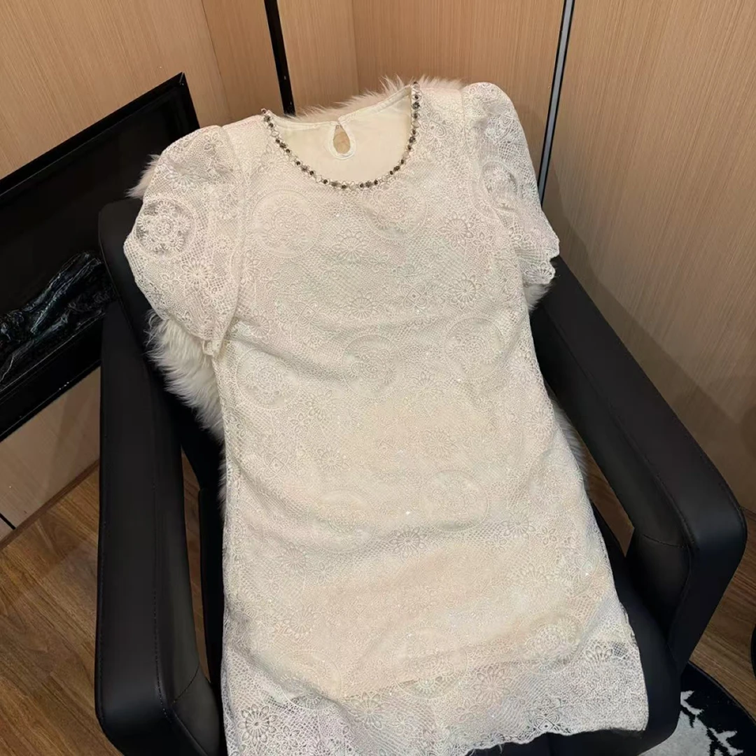 ZM25年新款夏季法式提花系扣连衣裙圆领百搭显瘦气质连衣裙258202