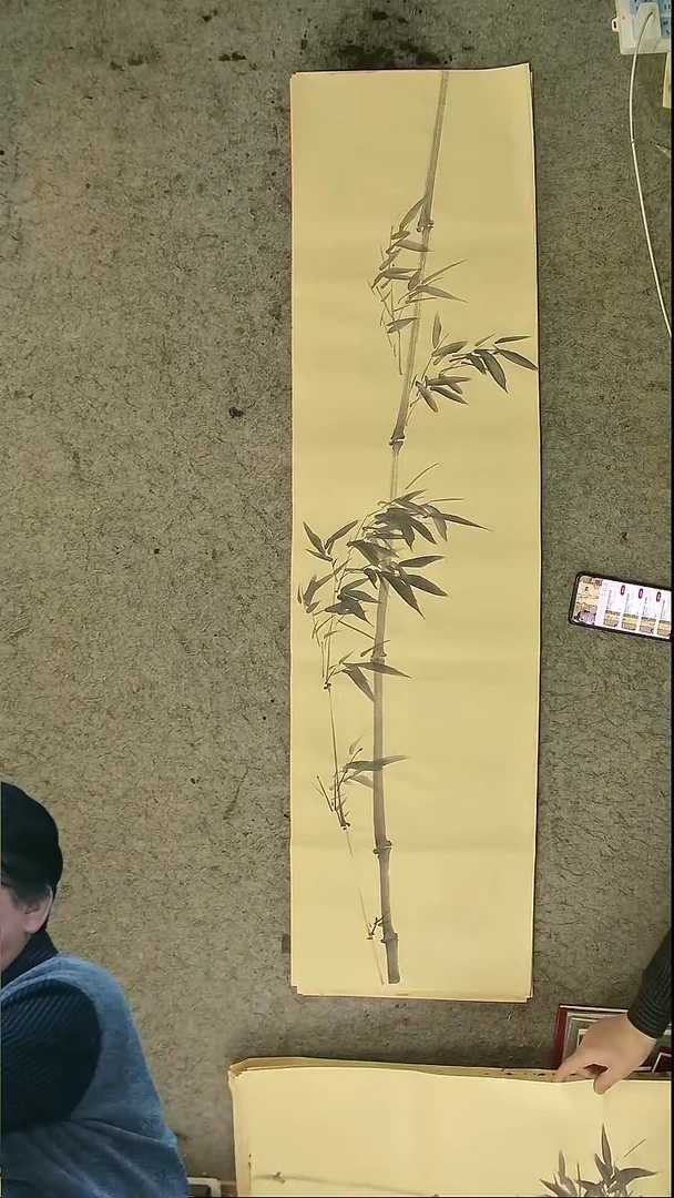 国画四尺对开  墨竹条屏 34*138cm