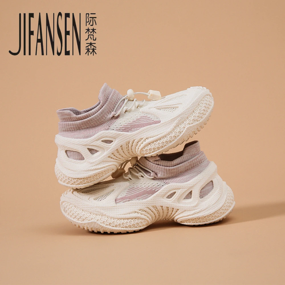 JIFANSEN际梵森女鞋秋季新款防滑透气百搭软底增高百搭休闲运动鞋