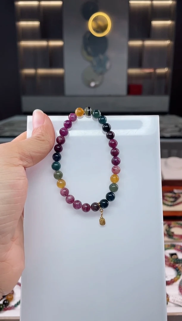 未镶嵌老矿碧玺单圈手串6mm+碧玺（多样性发一条）Q