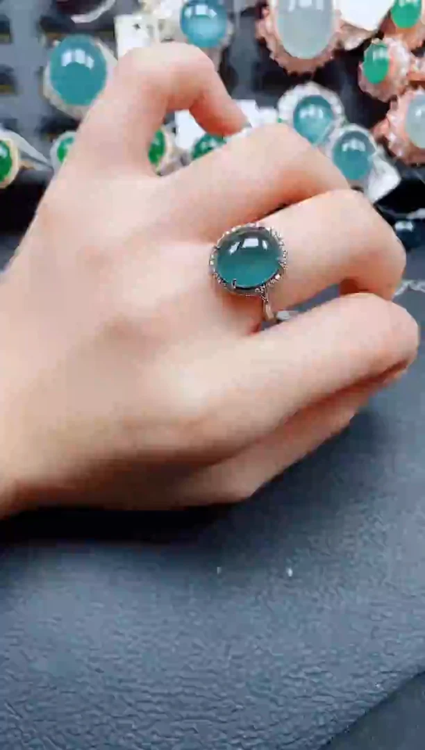 银S925镶嵌戒指翡翠翡翠
