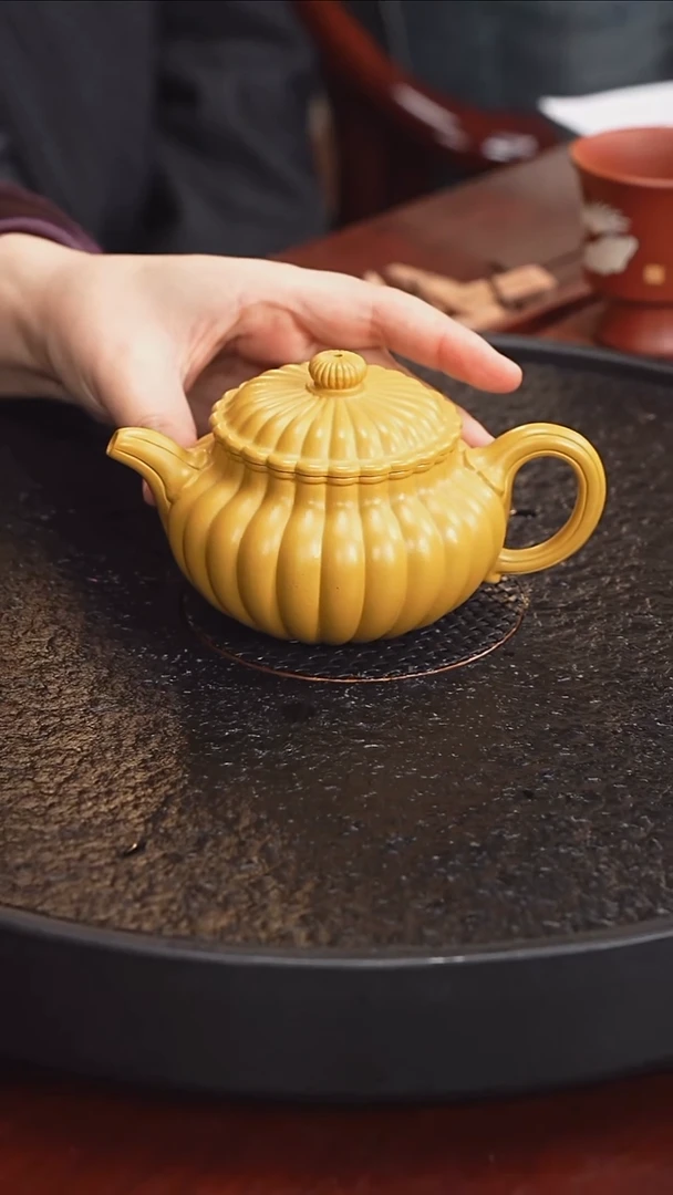 茶壶紫砂毛阿明 筋纹仿古99  黄金朱泥 200毫升