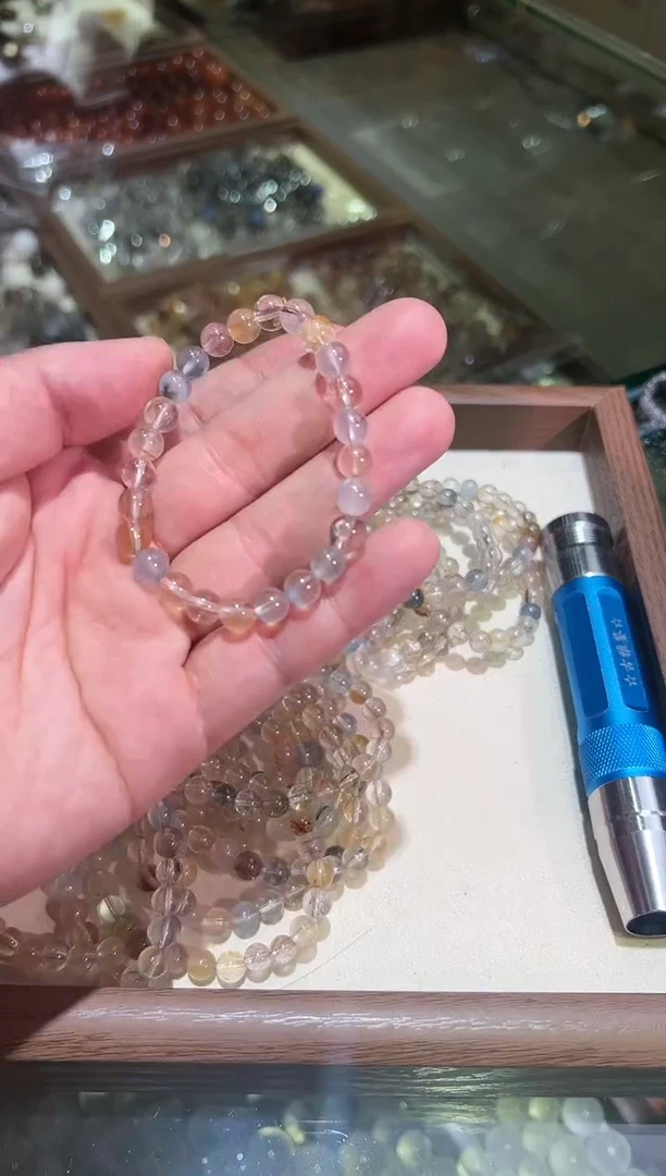 水晶手链未镶嵌7mm+彩兔毛（多样性发一）